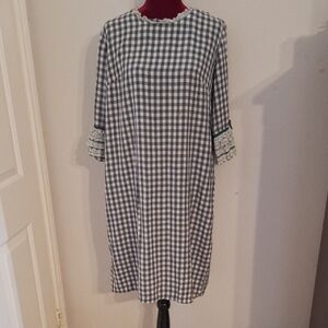 VINTAG 60's Handmade Checkered Green and White Check